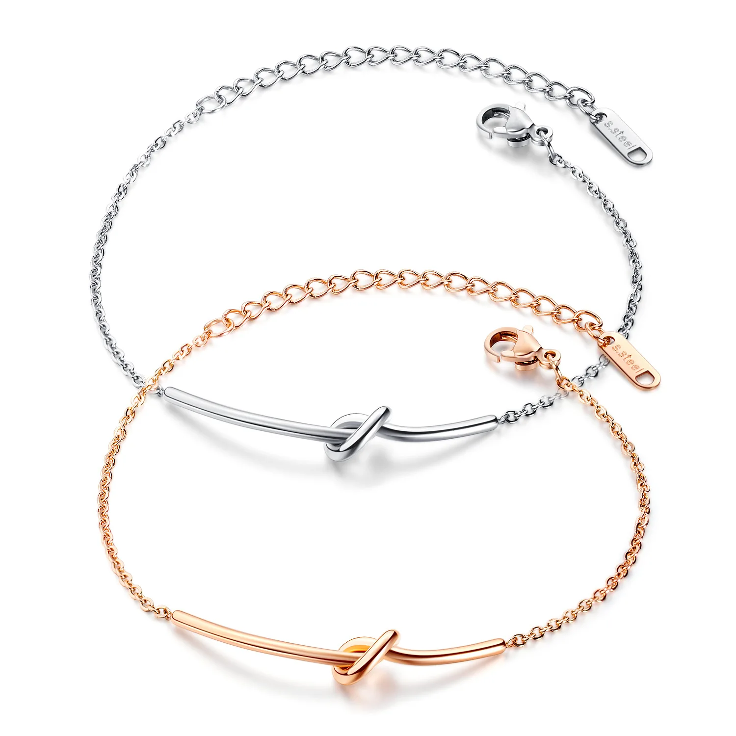

Stylish Sweet Hand Ornaments Titanium Steel Plated Rose Gold Knot Bracelet Small Fresh Ladies Bracelet