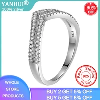 yanhui fashion v shaped double layers rings for women exquisite finger jewelry tibetan silver s925 ring cubic zircon jewelry