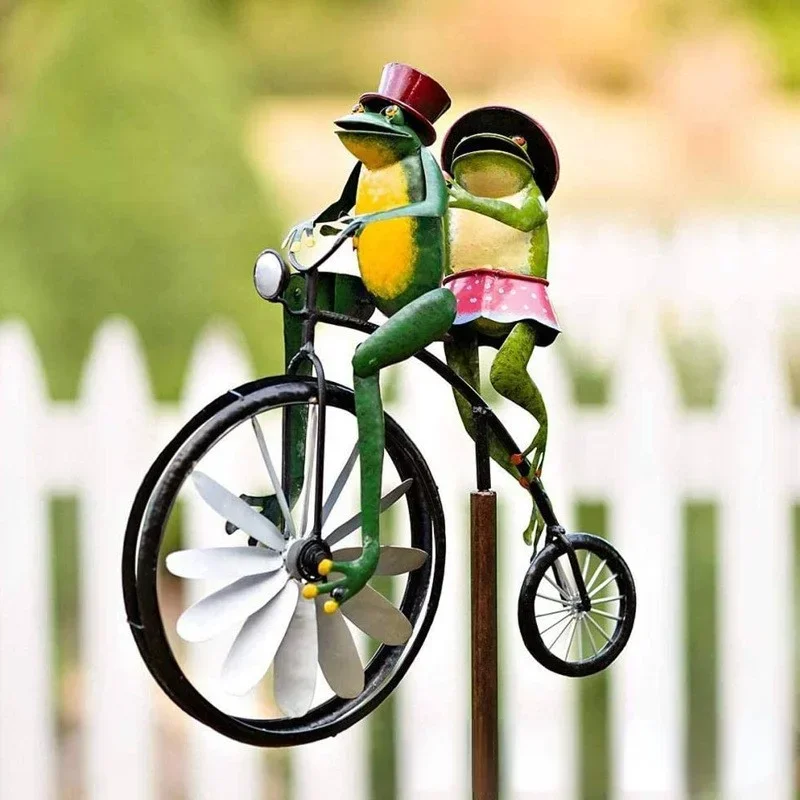 

Спиннеры Wind, металлическая забавная лягушка для езды на велосипеде, винтажные скульптуры Wind, садовые статуи, украшение для газона, патио