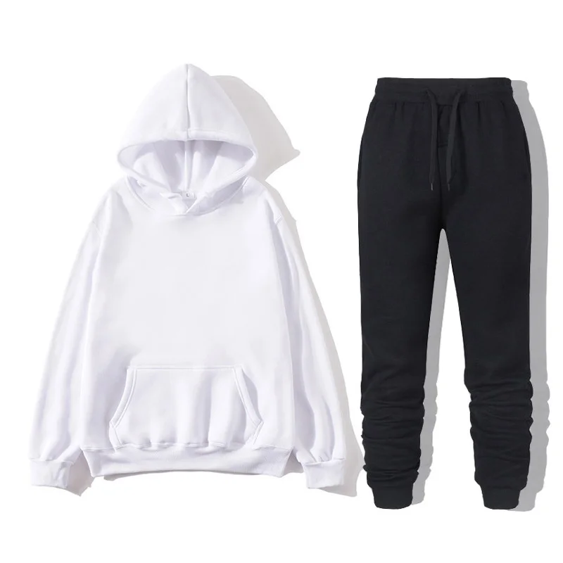 Fashion men's and women's sports suit lovers Hoodie cotton blend casual sweater women's long sleeved trousers two-piece set