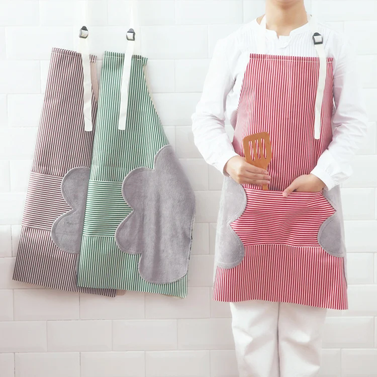 

Hand wiping apron household kitchen waterproof and oil proof cooking smock Bib waist large pocket towel