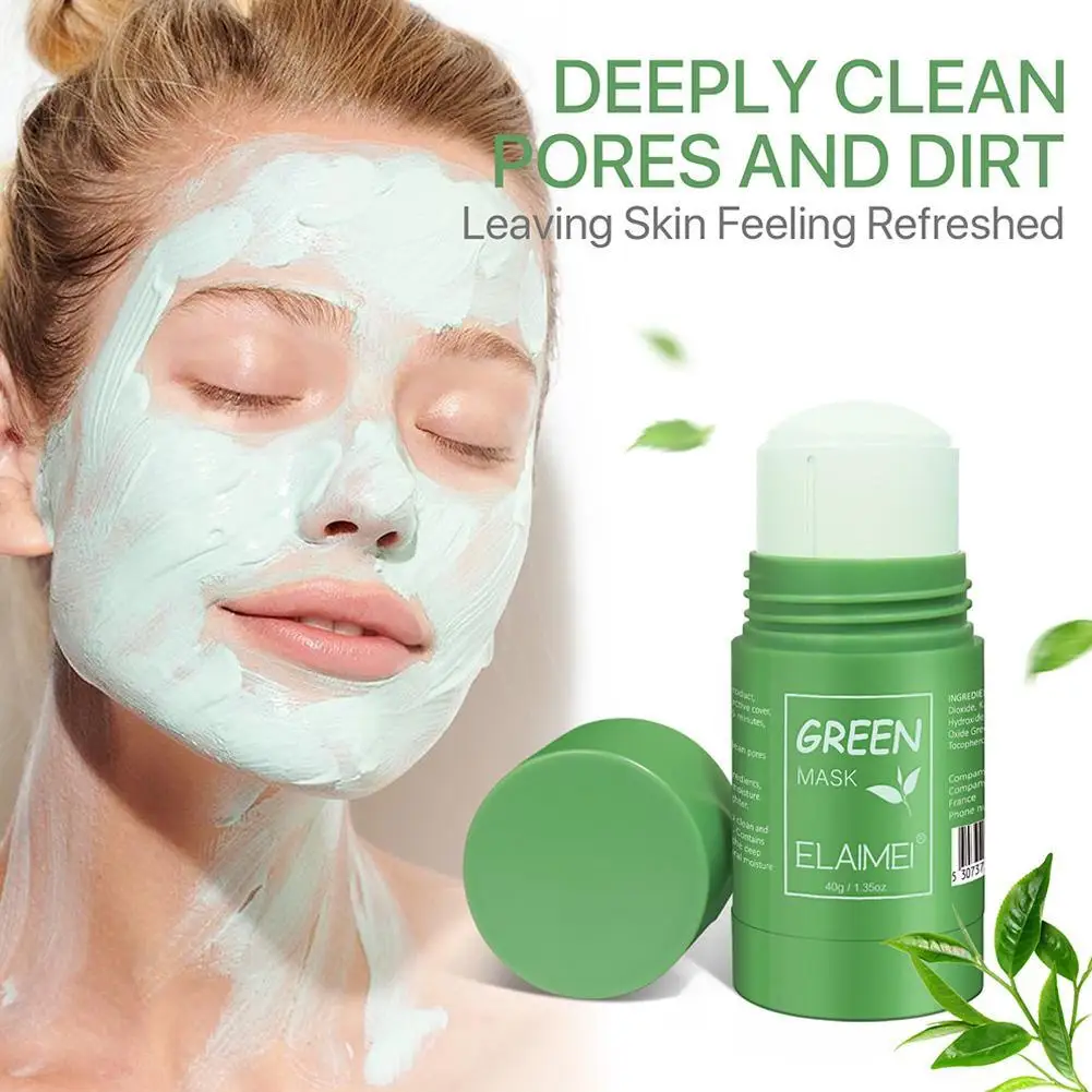 

Green Tea Deep Cleansing Pores Clay Stick Mask Cleans Pores Dirt Moisturizing Hydrating Whitening Tools Care Face