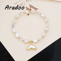 aradoo baroque freshwater pearl ocean shell mermaid tail light luxury bracelet