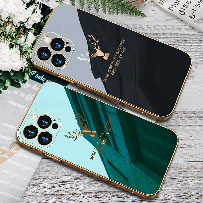

GKK Luxury Plating Soft Case Cover For IPhone 13 Pro Max Mini Case 360 Degree Protection With Glass For IPhone 13 Pro Max Cover
