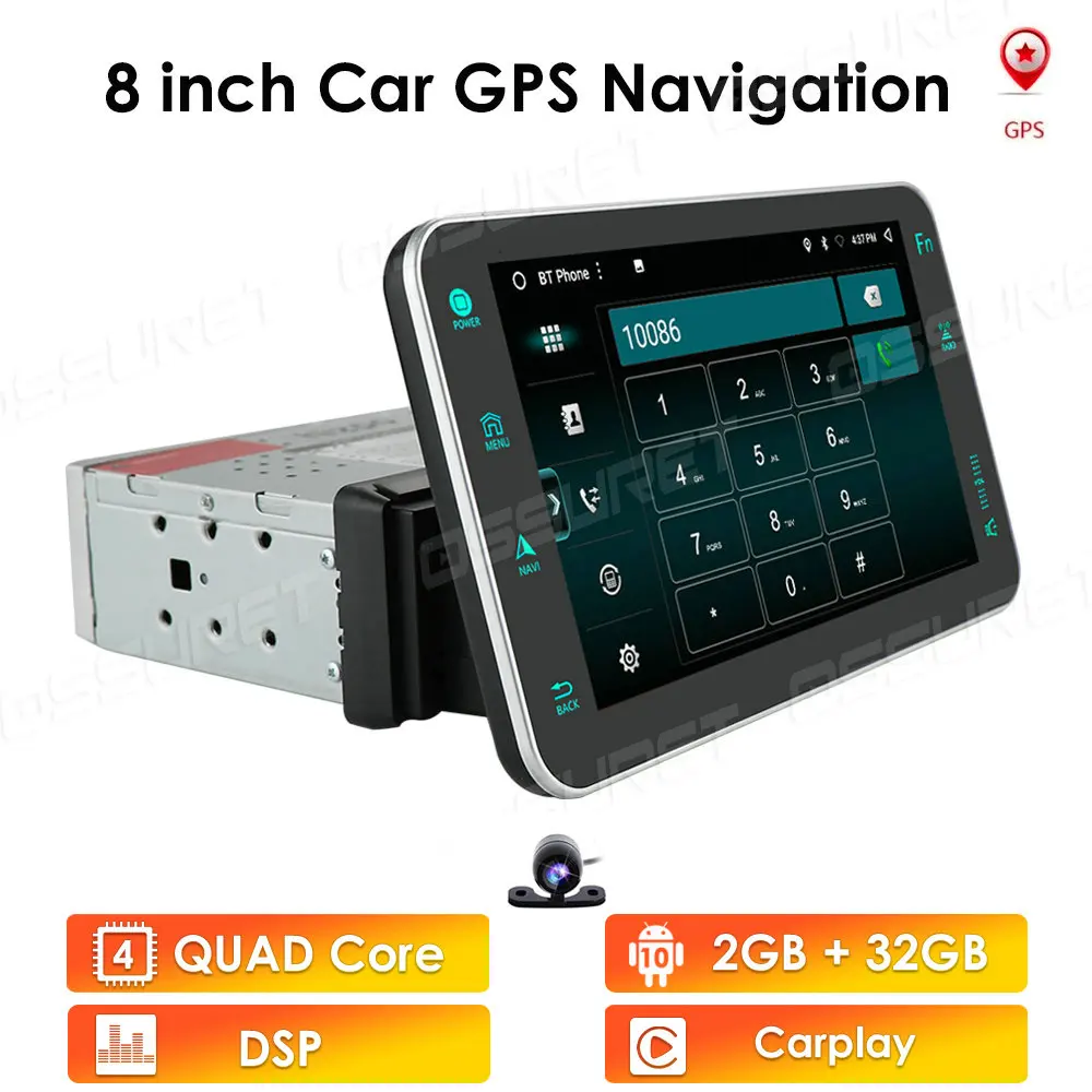 1 Din Android 10 Car Stereo Radio GPS Navi WIFI Bluetooth Audio Universal Adjustable Screen Multimedia Player 2din Head Unit RDS