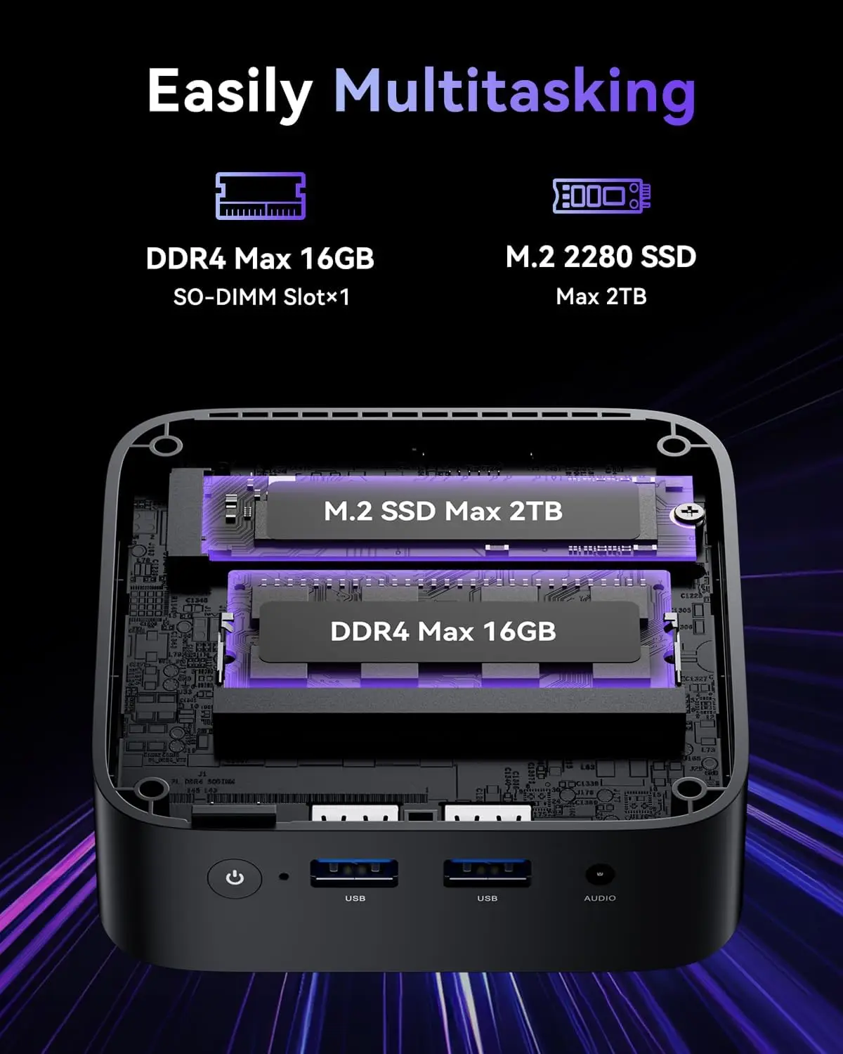 Фото KAMRUI Мини-ПК Windows11 pro Intel N95 До 3,4 ГГц 16 ГБ DDR4 512 ГБ PCIe M.2 SSD До 3,4 ГГц UHD 4K HDMI DP Dual WiFI5 Micro Pc №4