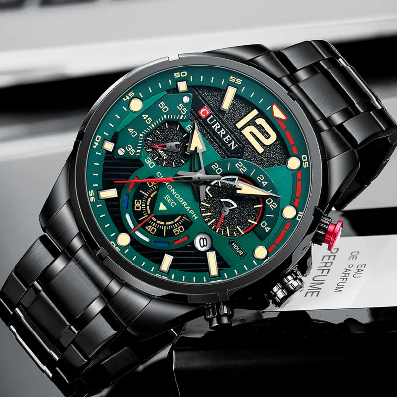 

CURREN Fashion Stainless Steel Luminous Watches Men's Top Brand Luxury Sport Quartz Chronograph Wristwatch Men Relogio Masculino