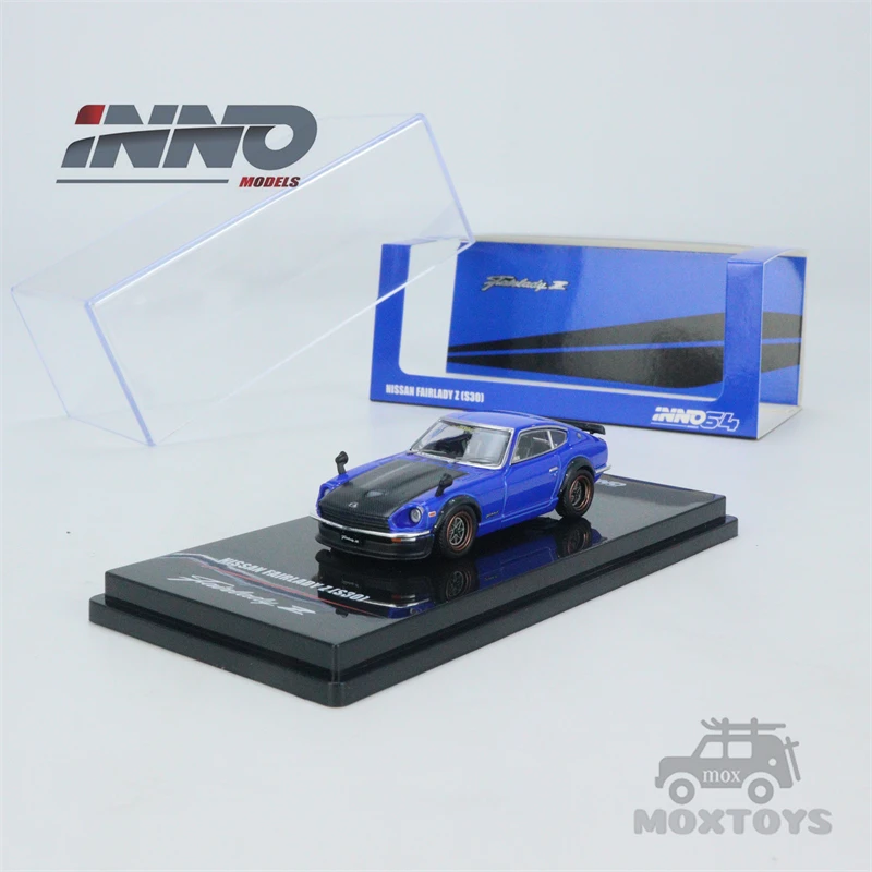 Модель автомобиля INNO64 1:64 Nissan Fairlady Z S30 синяя с углеродным капотом