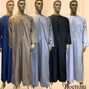 Imported Long Sleeve Aman Abaya 1Piece Jubba Thobe For Men Kaftan Pakistan Muslim Saudi Arabia Djellaba Islam