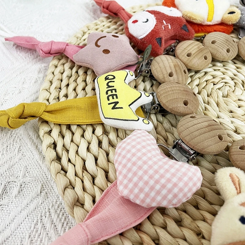 

Baby Pacifier Clip for Infant Newborn Toddlers Cotton Wooden Pacifiers Chain Nipple Soother Dummy Holder Boys Girls Shower Gift