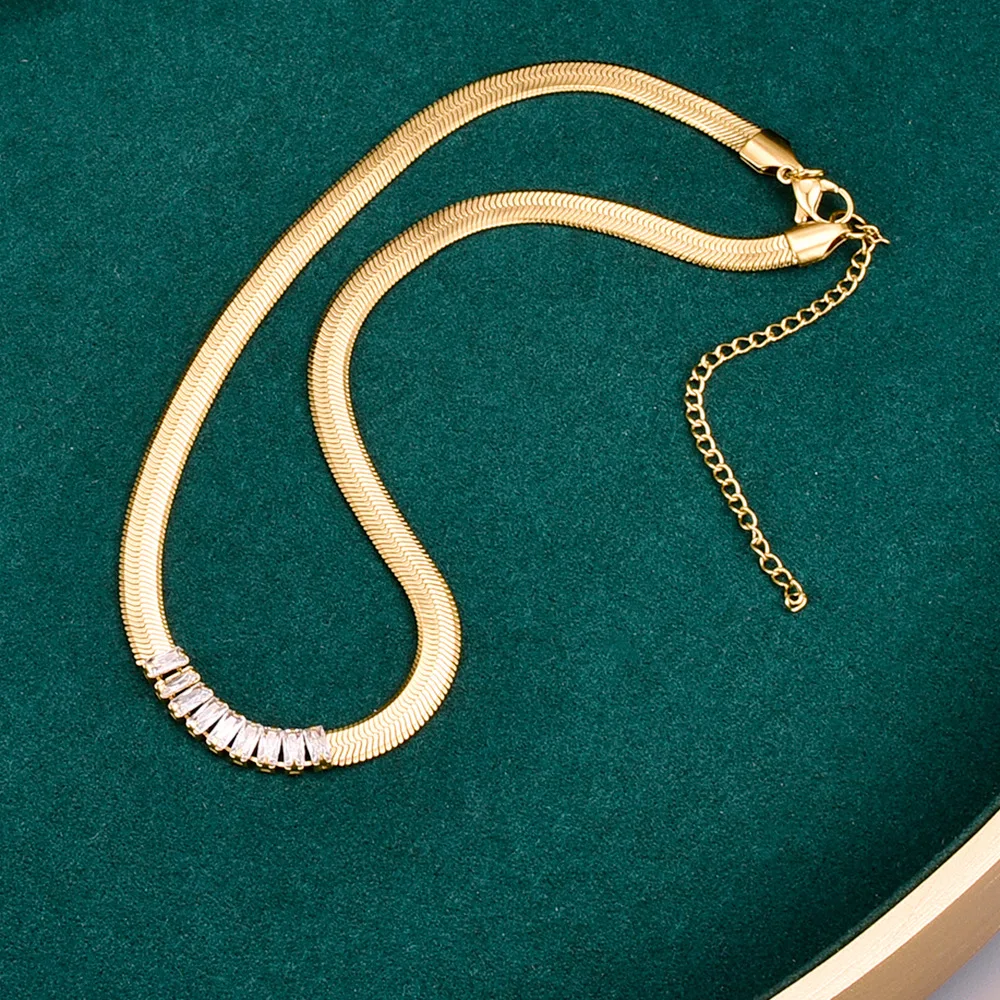 

5Pcs New Fashion Jewelry Cz Zircon Charms Snake Chain Choker Necklaces For Women Party Jewelry Gift
