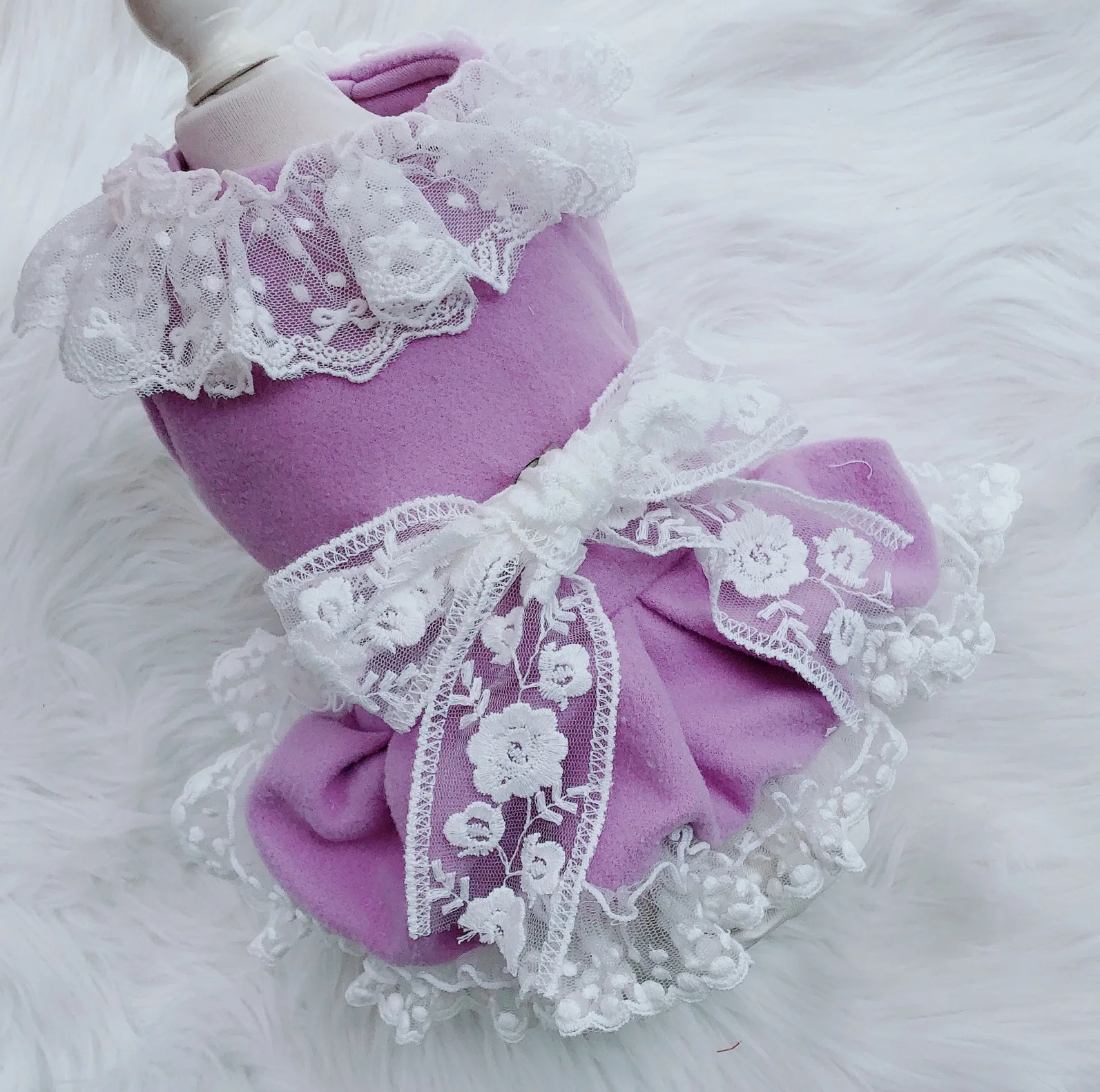 

Осенне-зимняя Новинка украшение из искусственной шерсти с кружевом теплая одежда с хлопковой подкладкой для домашних животных Одежда для с...