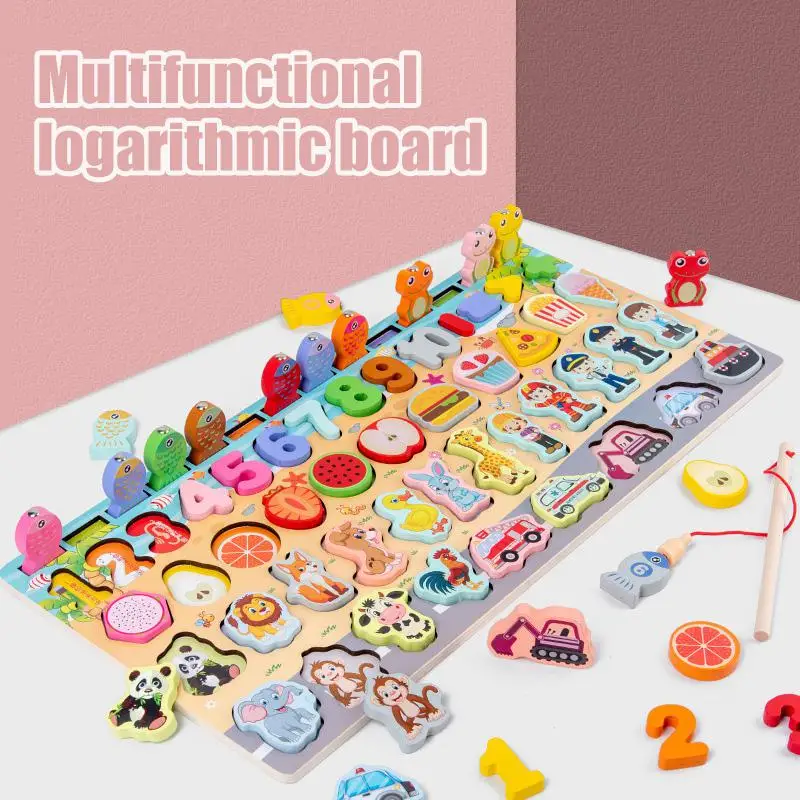 

Wooden Montessori Toys For Kids Count Geometric Shape Cognition Baby Early Education Count Numbers Matching Board Children Toy