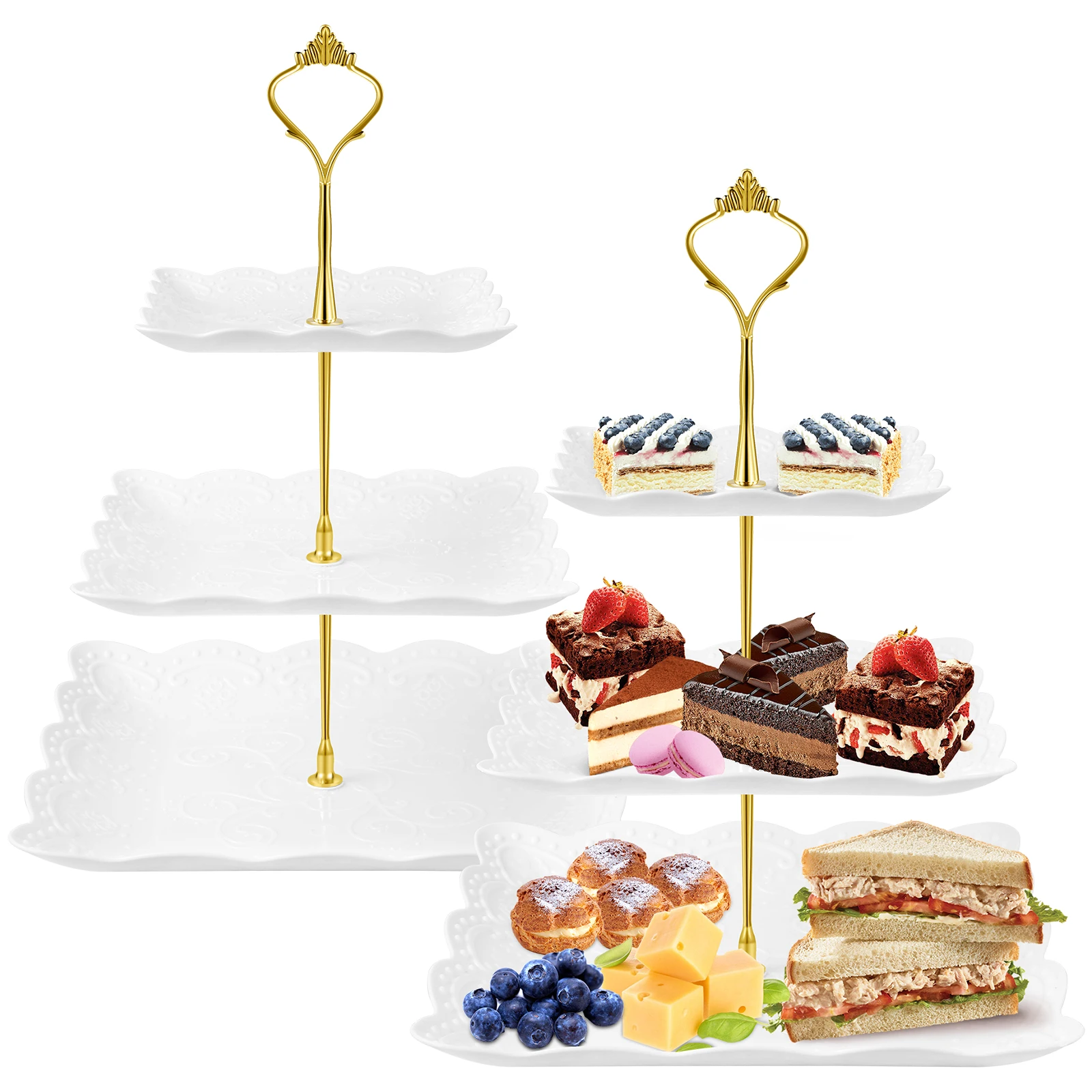 

2 Pcs Dessert Cupcake Stand with 3 Tier Reusable Cake Display Stand Durable Cupcake Holder Elegant Decorative Cupcake Tower