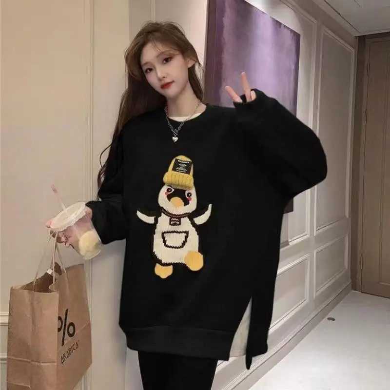 Women;s Thin Hoodie Loose Design Sweater Pullover Casual O Neck Long Sleeve Sweatshirts Sping Autumn Daily Hoody Tops