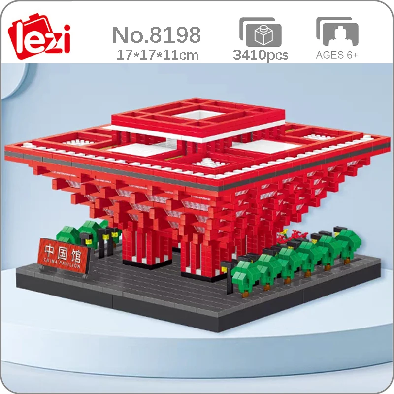 

Lezi 8198 World Architecture China National Pavilion Art Palace DIY Mini Diamond Blocks Bricks Building Toy for Children no Box