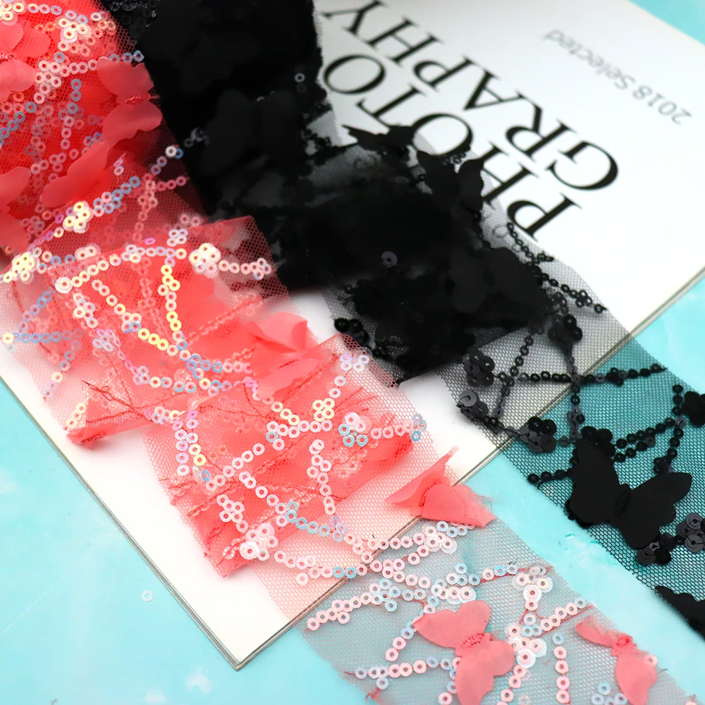 Ful 3d Butterfly Embroidery Tulle Roll Organza Ribbon Diy Hair Bows Wedding Birthday Dress Adornment