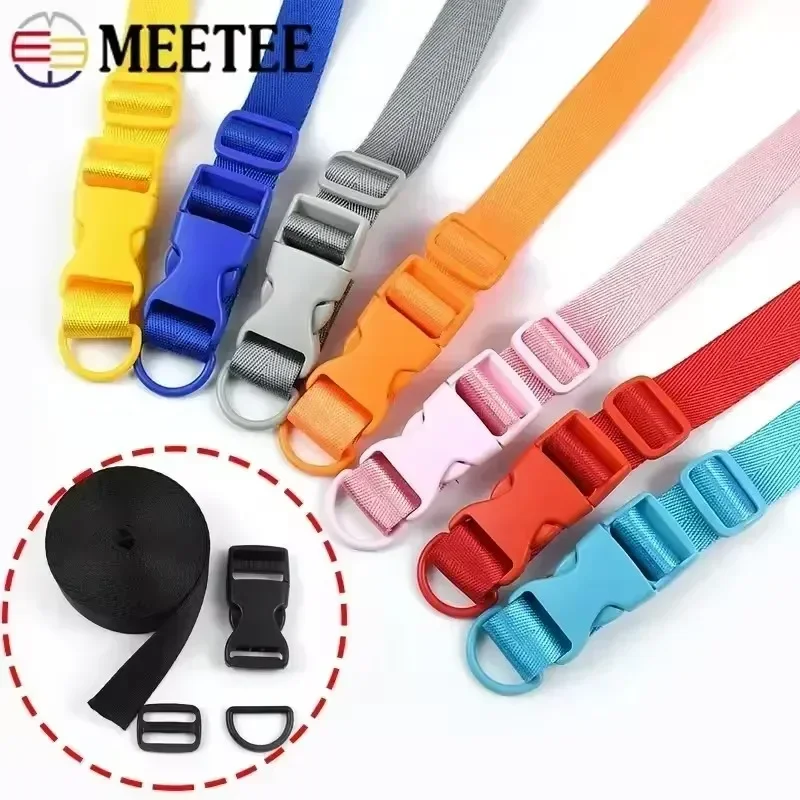 1-5Sets Colorful Plastic Release Buckles Pet Collar Repair Fasteners Buckle Nylon Webbing Strap D Ring Slider Carabiner Clips |