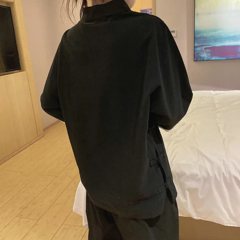 Китайские традиционные повседневные свободные женские топы Hanfu черные Харадзюку