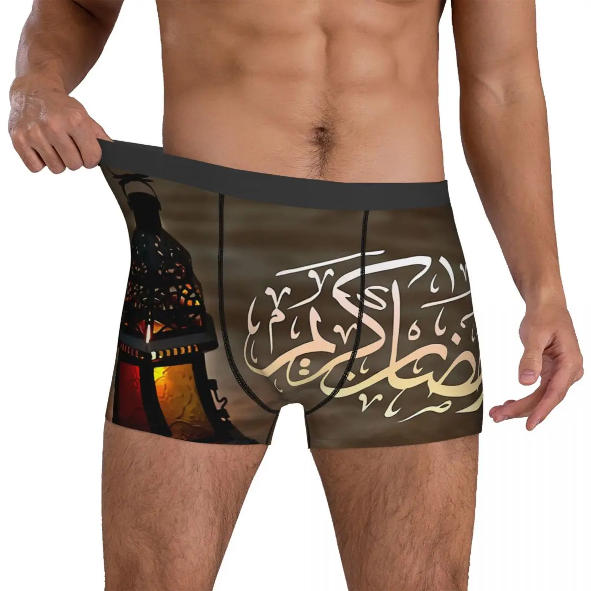

Ramadan Kareem Eid Al Fitr Underwear Lanterns Egyptian Fanoos Plain Underpants Sublimation Boxer Brief 3D Pouch Man Boxer Shorts