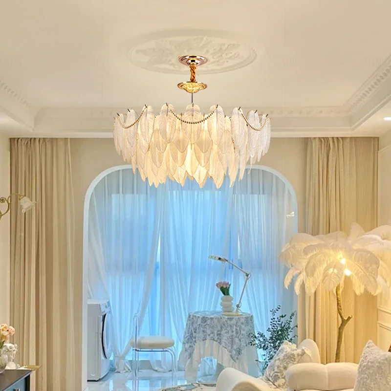 

Dreamlike Feather Ceiling Chandelier 2022 Hanging Light for Ceiling LED Home Decoration Cute Decor Lamp Lampara Free Shipping