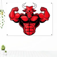 bull muscle show fitness workout tapestry wall hanging exercise motivational poster wall art banner flag mural gym decoration