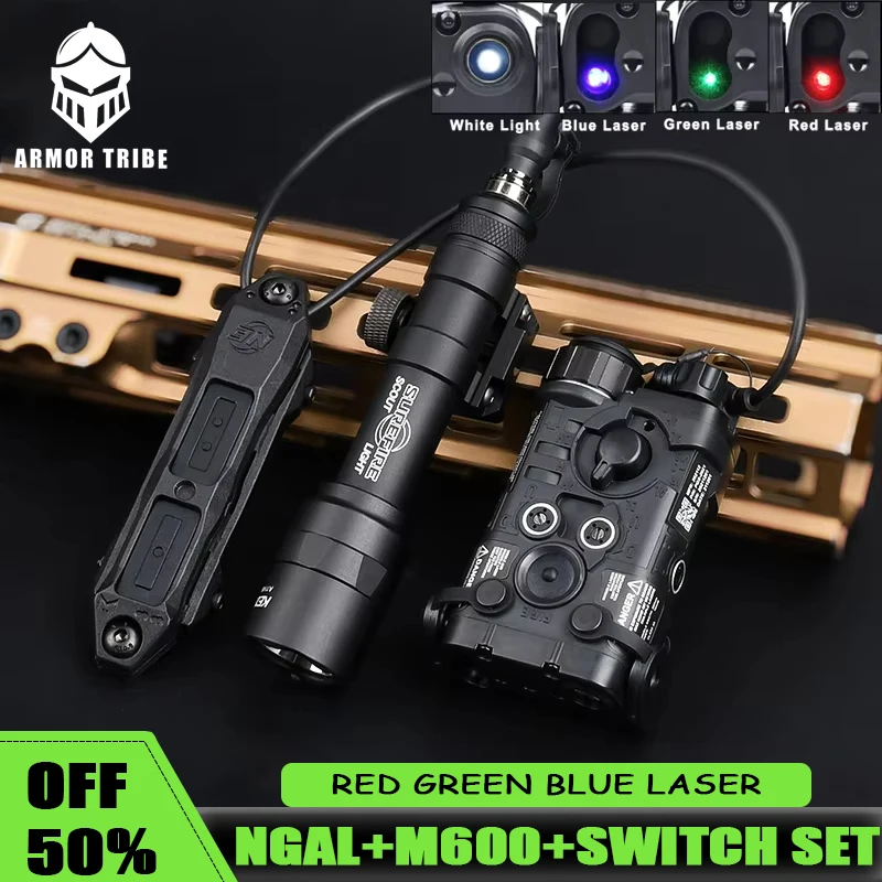 SF M600 M300 Фонарик Страйкбол NGAL Красный Зеленый Синий Лазерный Прицел Белый