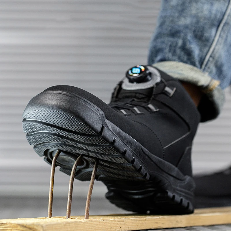 Waliantile Men Safety Work Boots Protective Steel Toe Anti-smashing Working Shoes Puncture Proof Non-slip Industrial Boot