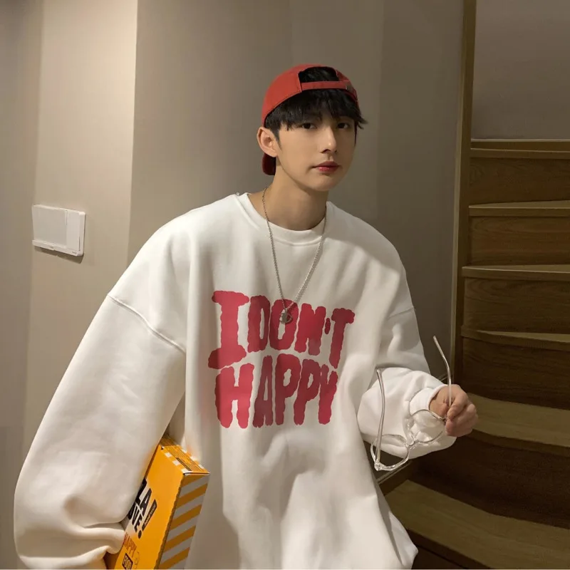 

Privathinker Korean Style Oversize Autumn Men's Sweatshirt Letter Graphic Fashion Pullovers For Male 2021 Unisex Streetwear