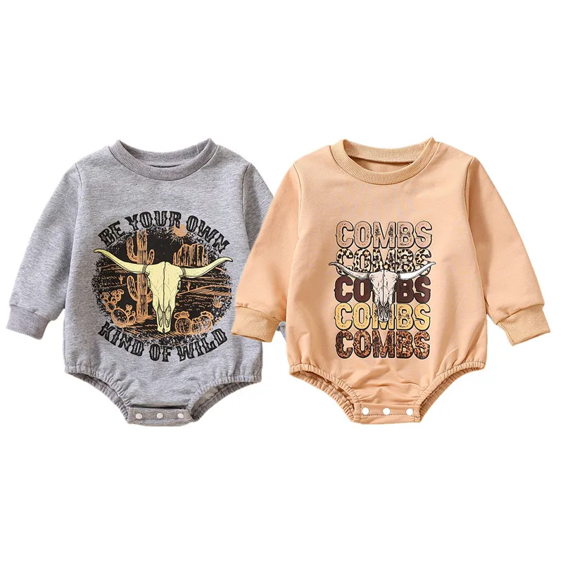 

0-24M Newborn Baby Boys Girls Spring Autumn Toddler Infant Casual Romper Long Sleeve Round Neck Letter Print Bodysuit