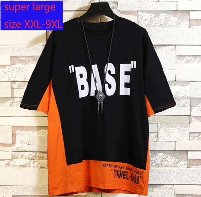 

Новая мода сплайсинга высокое качество бюст 9xl160cm Мужская Супер большая трикотажная Повседневная футболка с круглым вырезом и коротким рук...