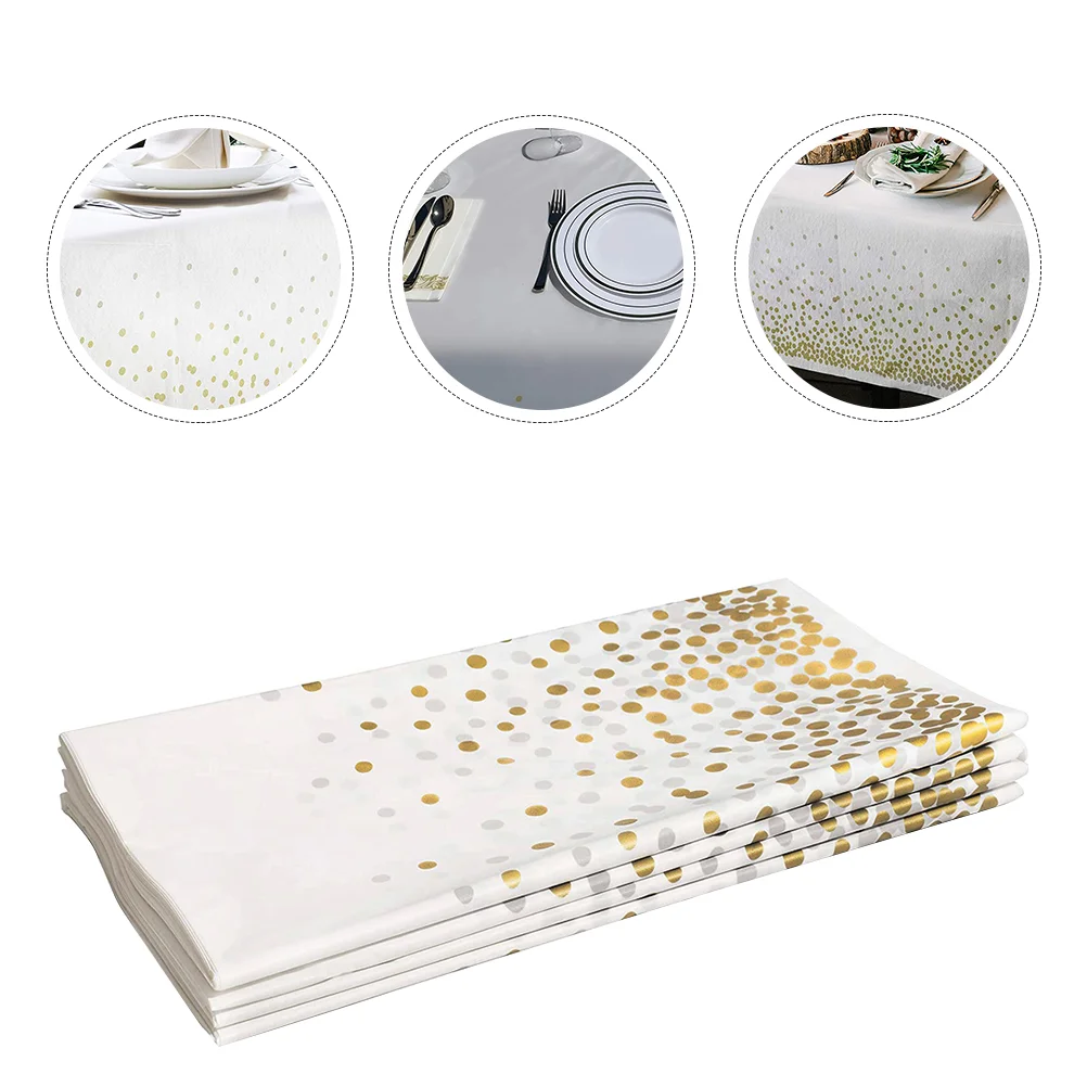 

4Pcs White Tablecloth Gold Polka Dot Tablecloth Tablecloths Rustic Table Decoration Farmhouse Table Cover