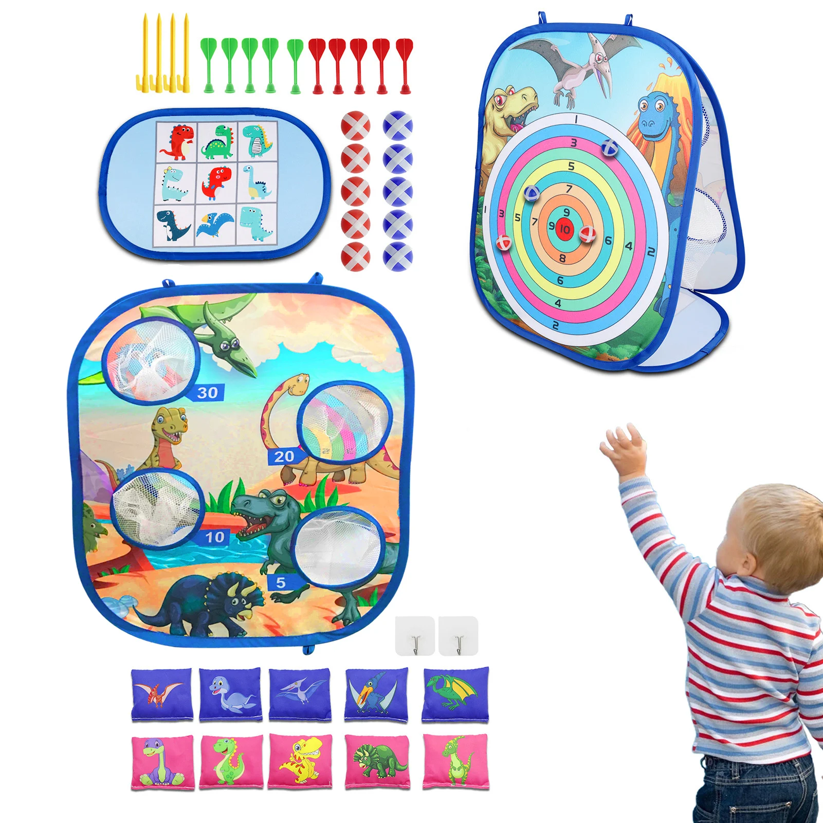 

3in1 Bean Sand Bag Toss Game Collapsible Cornhole Board Birthday Games With 10 Bean Bags Indoor Outdoor Toy For Kids