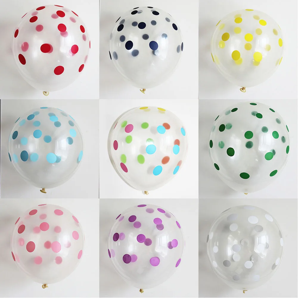 

10 шт., латексные прозрачные воздушные шары в горошек, 12 дюймов