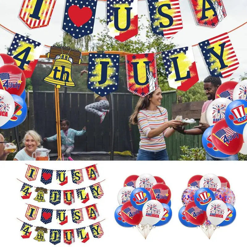 

Independence Day Decorations American Flag Balloons Bunting Set Red Blue White Independence Day Memorial Day Veterans Day 4th Of