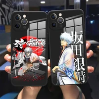 gintama sakata gintoki kagura phone case for iphone 11 12 13 pro max x xr xs max x 8 7 plus 12 13 mini black tempered glass case