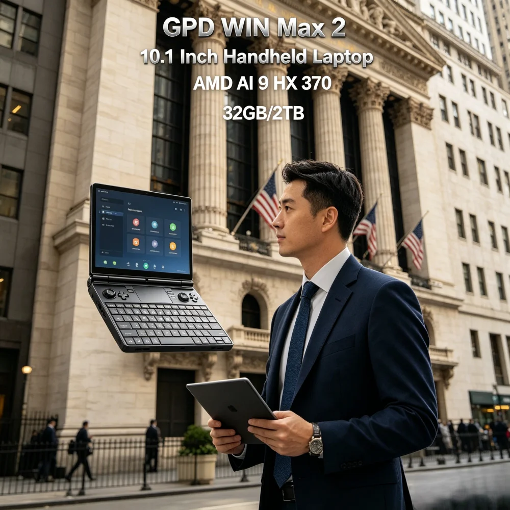 Фото Портативный игровой ноутбук GPD WIN Max 2, 10,1-дюймовый большой экран, процессор AMD Ryzen, Windows 11, портативный игровой UMPC, ультрабольшой размер №4