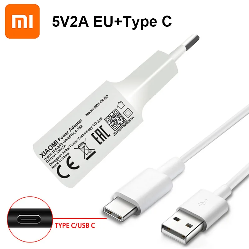 Зарядное устройство Xiaomi 5 В 2 А зарядный адаптер Micro USB Type-C кабель для передачи