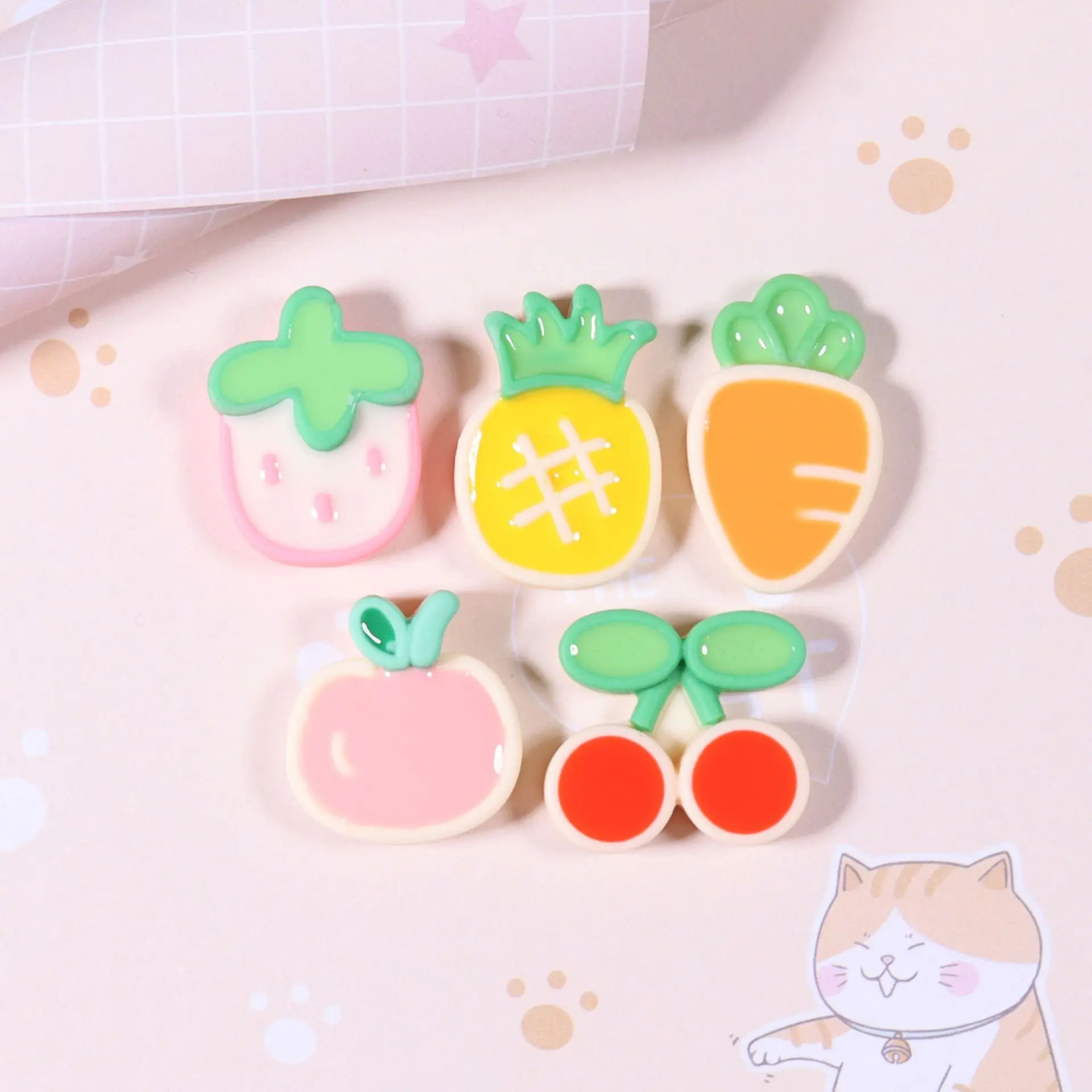 

Kawaii Fruit Flatback Resin Cabochon Scrapbook Embellishments DIY Hairpin Jewelry Craft Ornament Accessory