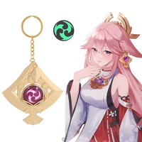 game genshin impact yae miko cosplay costume alloy key chain accessories keyring keychain pendants prop