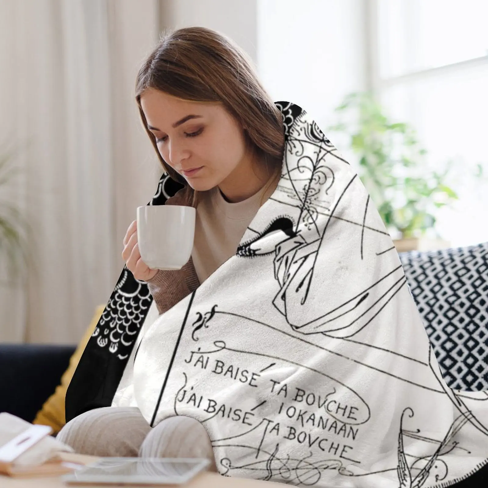 HD. Я поцелуй рота от Salomé Aubrey Beardsley (1893) Пледы Плюшевые одеяла для дивана-кровати