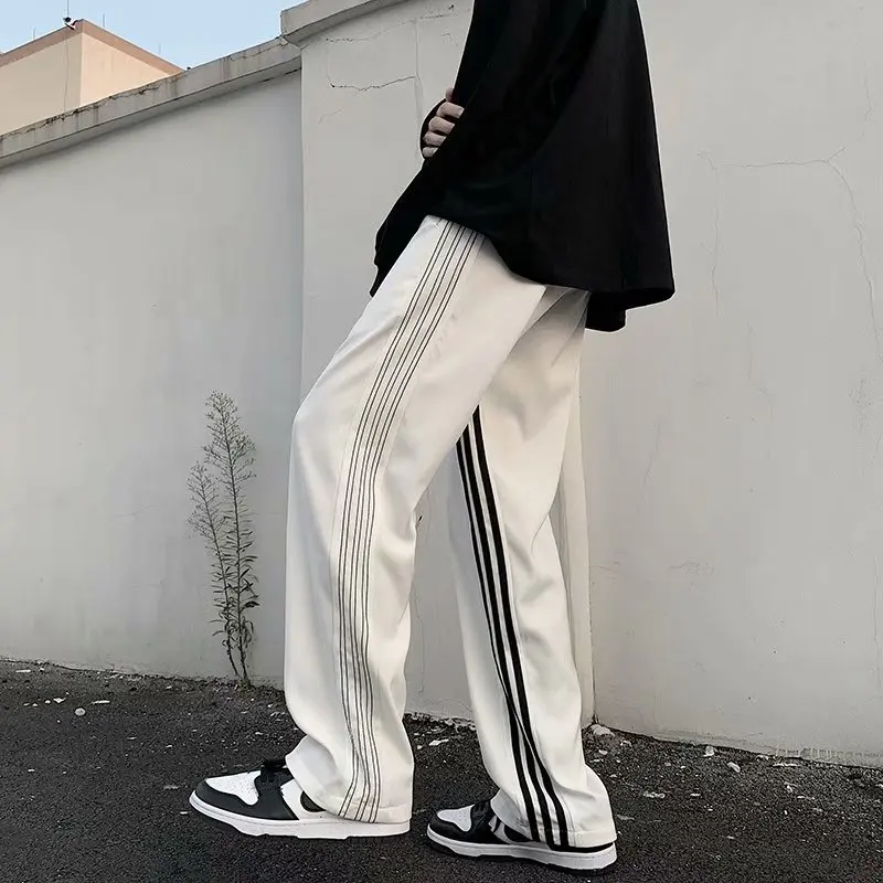 

Men's Summer Fashion New Pants Casual Sports Pants Men's Thin Trend Stripe Straight Loose Pants Street Fashion Breathable Pants