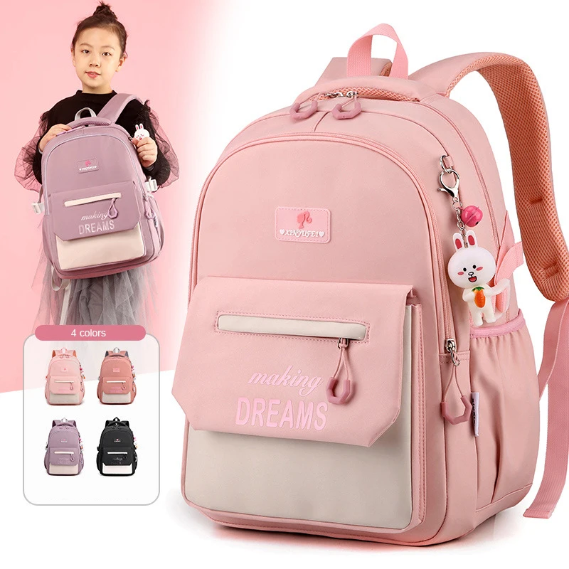 

For Femenina Backpack Teenagers Knapsack Girls Primary Student Kids Bag 8-14 Pink School Mochila Satchels Children Bookbag Years