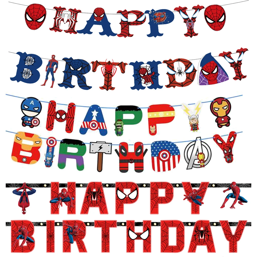 Банер На День Рождения Человек-паук Marvel Украшение Бумажная Мультяшная Фигурка