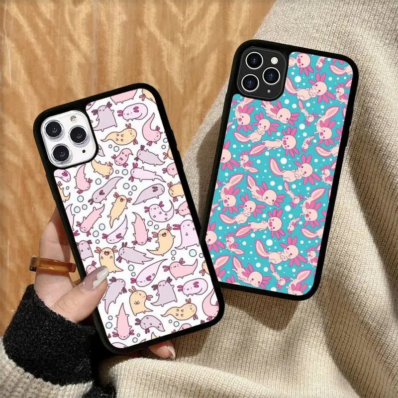 

Cute Animal Axolotl Phone Case Silicone PC+TPU Case for iPhone 11 12 13 Pro Max 8 7 6 Plus X SE XR Hard Fundas