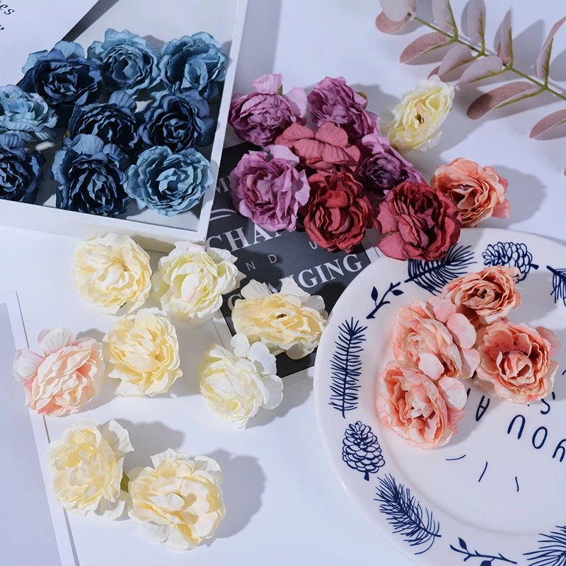 

[50PCS] 5cm New Fabric Rose Head Handmade DIY Fashion Accessory Silk Flower Home Decoration Artificial Flower