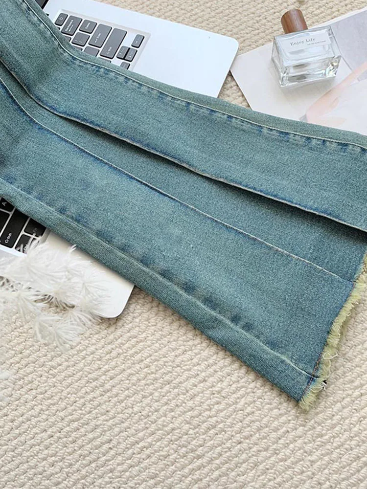 Американские ретро расклешенные джинсы с заниженной талией базовые женские