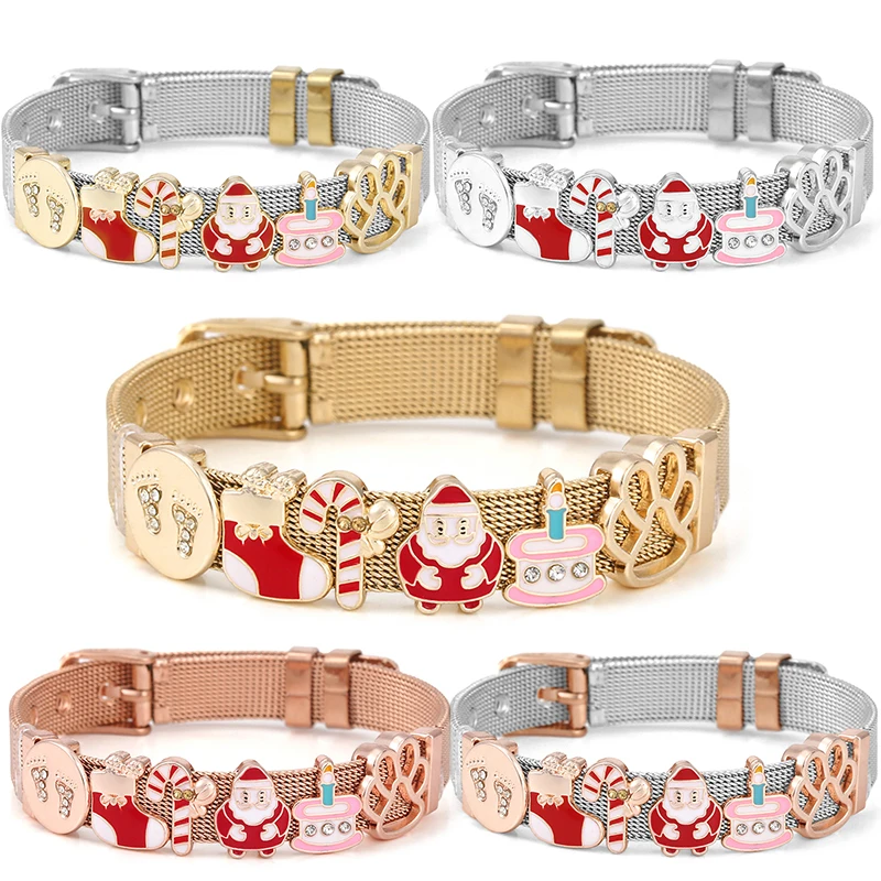 10 мм хрустальные бусины в виде лапы Санта-Клауса браслеты-подвески сетчатые