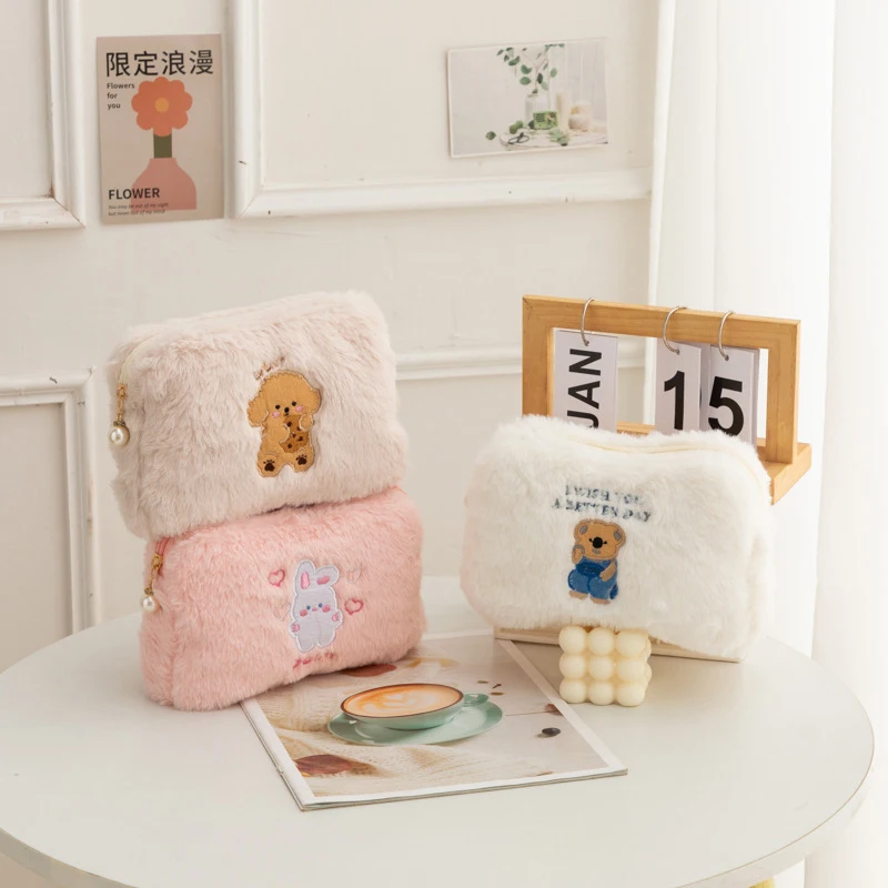 Плюшевая косметичка милый маленький медвежонок кролик Портативная сумка для