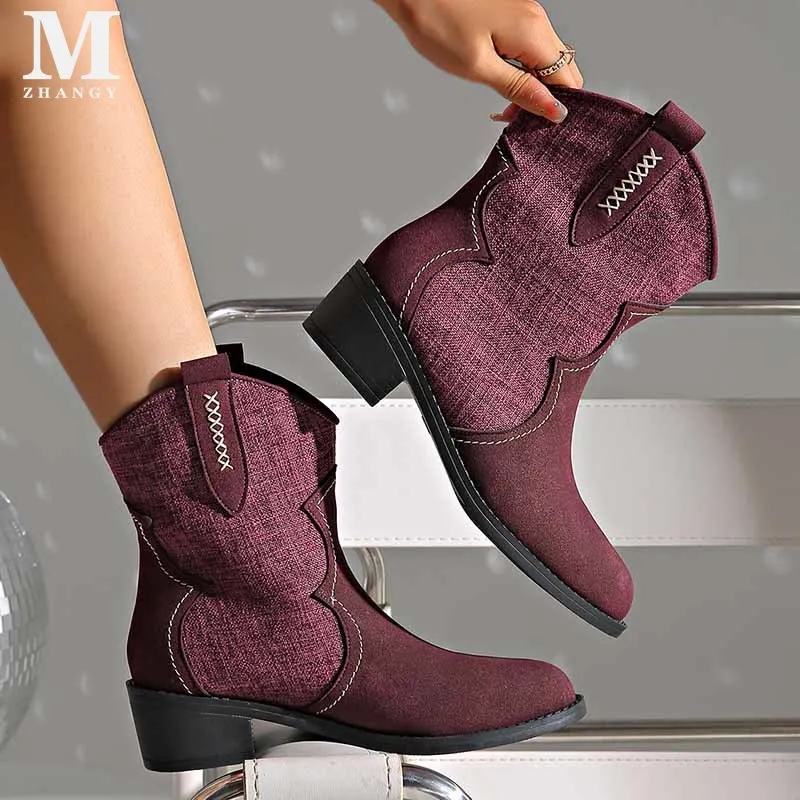 Женские замшевые ботильоны на массивном каблуке Элегантная Модная прогулочная